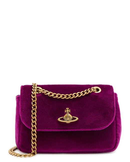 Vivienne Westwood Purple Small Velvet Cross-Body Bag