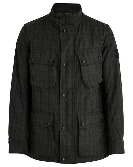 Belstaff Black Trialmaster Checked Waxed Cotton Jacket for men