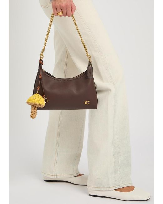 COACH Metallic Mushroom Leather And Straw Bag Charm