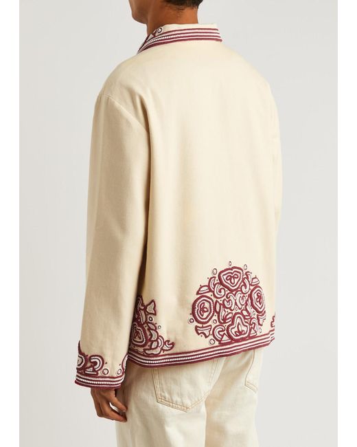Bode Pink Flora Bead-embellished Cotton Jacket for men