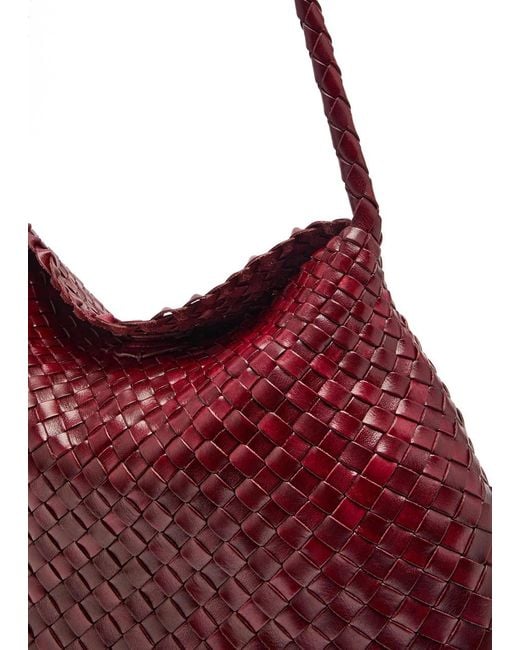 Dragon Diffusion Red Santa Maria Woven Leather Shoulder Bag