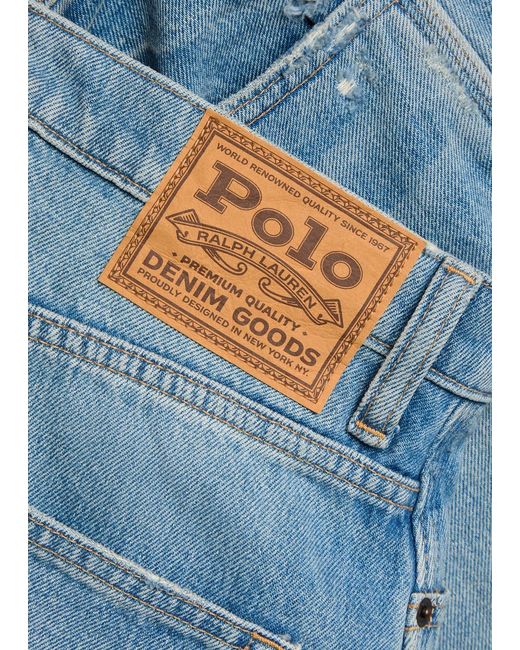 Polo Ralph Lauren Blue Distressed Straight-Leg Ankle Jeans