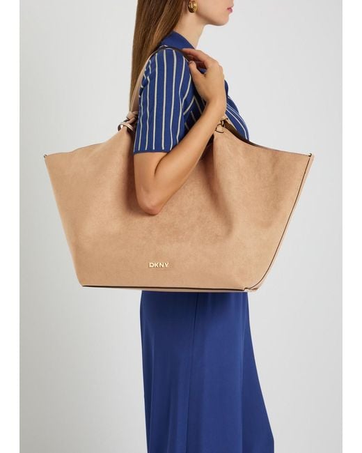 DKNY Natural Paula Large Suede And Leather Tote Bag