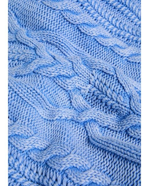 Free People Blue Frankie Cable-Knit Cotton Jumper