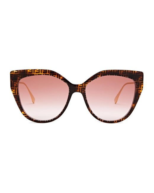 Fendi Brown Baguette Oversized Cat-eye Sunglasses