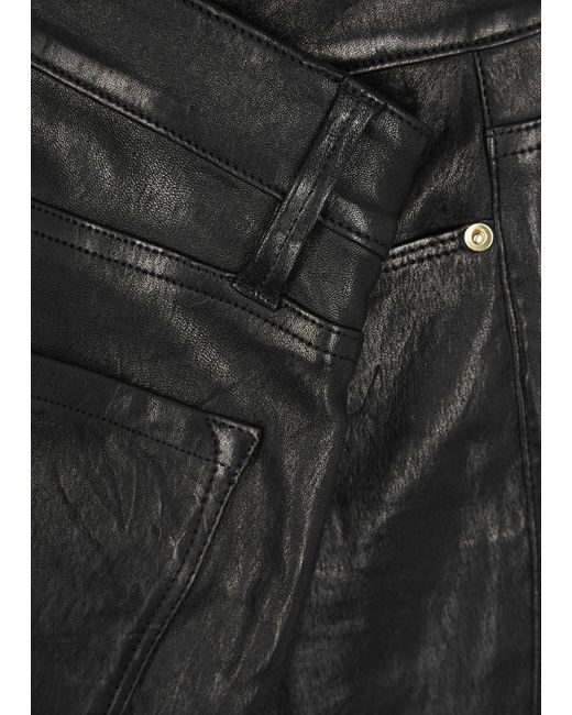 FRAME Black Le Crop Mini Boot Leather Jeans