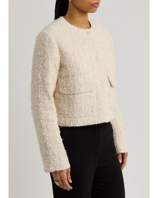 Moncler Natural Dauphin Logo Tweed And Shell Jacket