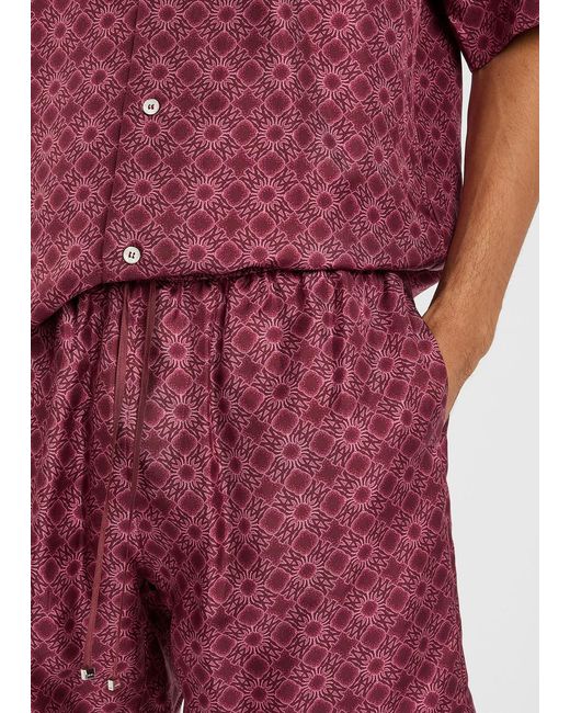 Amiri Red Ma Quad Logo-Monogrammed Silk Shorts for men