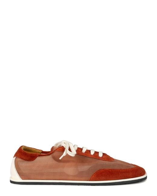 Dear Frances Brown Mesh And Suede Sneakers