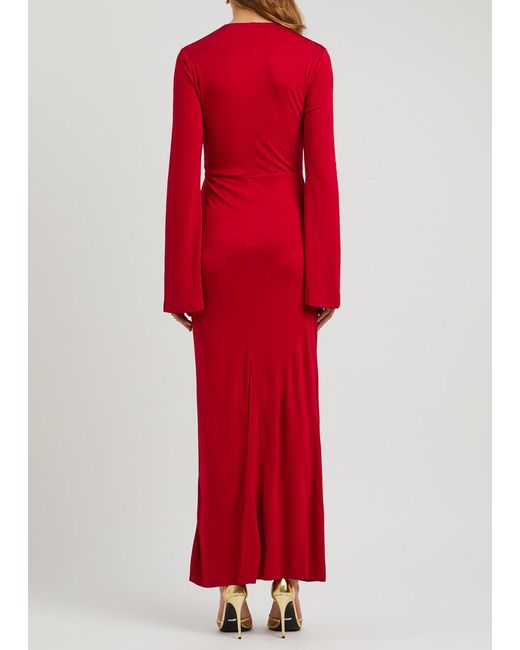 Diane von Furstenberg Red Lauren Jersey Maxi Dress