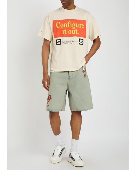 Satoshi Nakamoto White Configure Distressed Printed Cotton T-Shirt for men