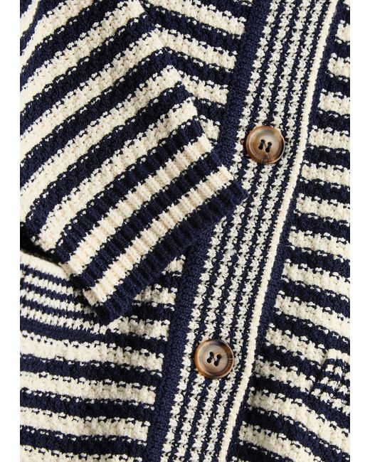 FRAME Black Stripe-Intarsia Cotton-Blend Cardigan