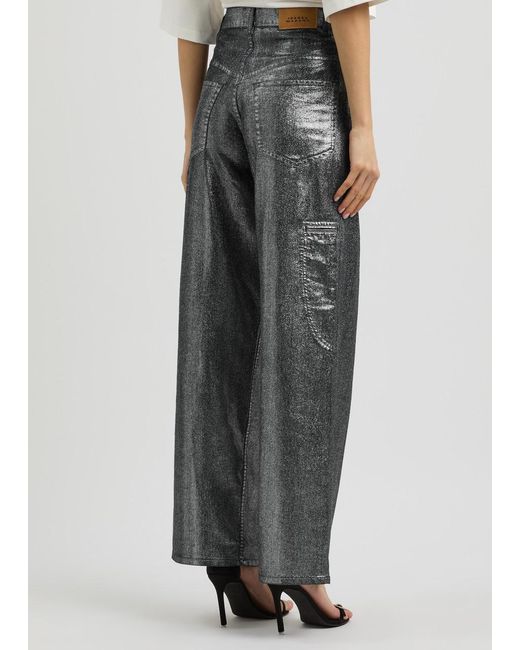 Isabel Marant Gray Cover Metallic Wide-Leg Jeans