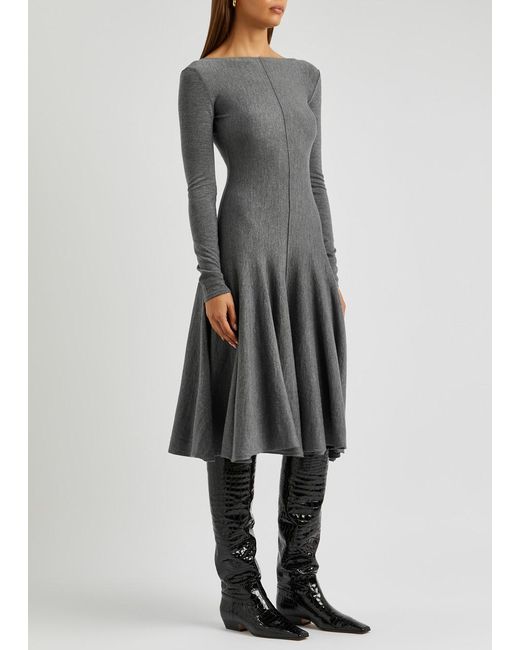 Khaite Gray Dany Wool Midi Dress