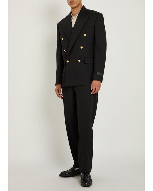 Versace Black Tailored Wool Trousers for men