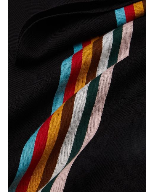 Paul Smith Black Central Striped Wool-blend Scarf for men