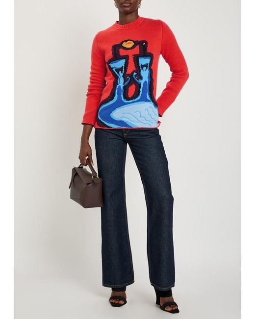 Gabriela Hearst Red Avichai Intarsia Cashmere Jumper