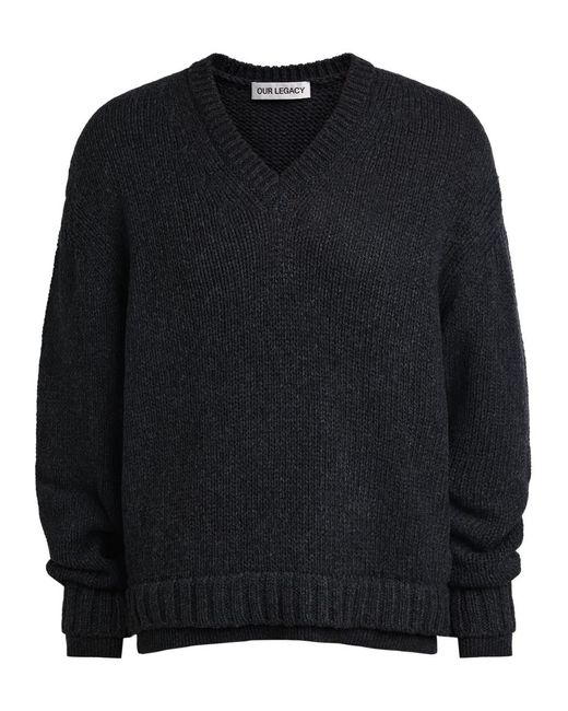 Our Legacy Black False Layered-Effect Merino Wool Jumper for men