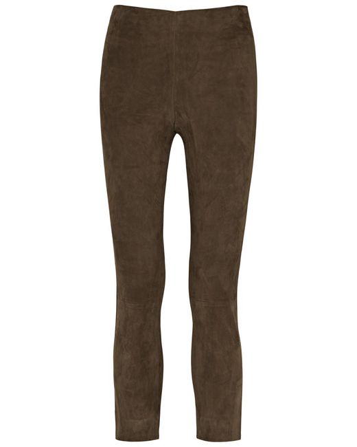 Vince Brown Split-cuff Suede Trousers