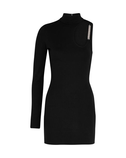 David Koma Black Asymmetric Stretch-Jersey Mini Dress