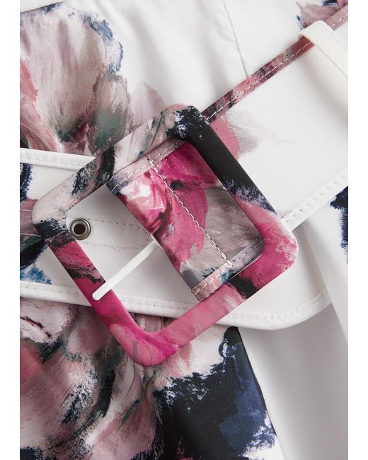 Rebecca Vallance White Aveline Floral-Print Taffeta Gown