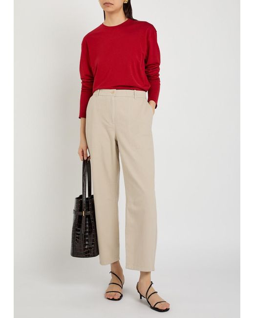 Eileen Fisher Natural Barrel-Leg Cotton Trousers
