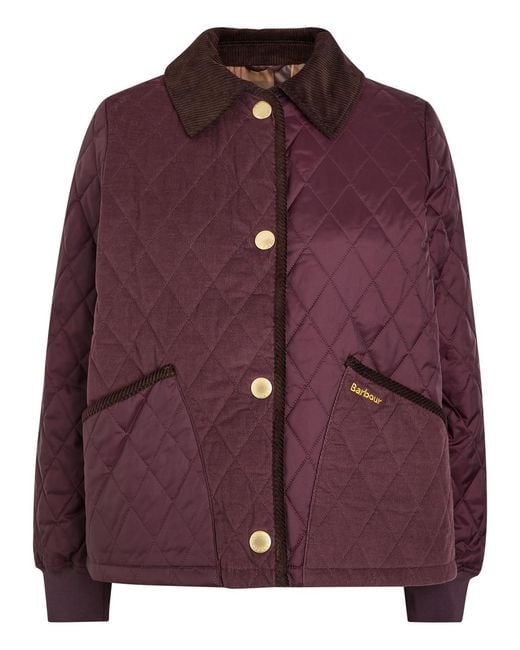 Barbour Purple Marla Quilted Cotton And Shell Jacket