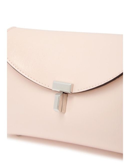 Totême Natural T-Lock Mini Glossed Leather Clutch