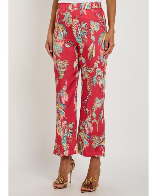 Etro Printed Flared-Leg Satin Trousers
