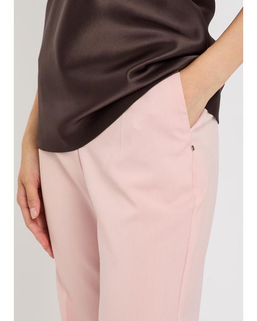 Sportmax Pink Flared-Leg Wool Trousers