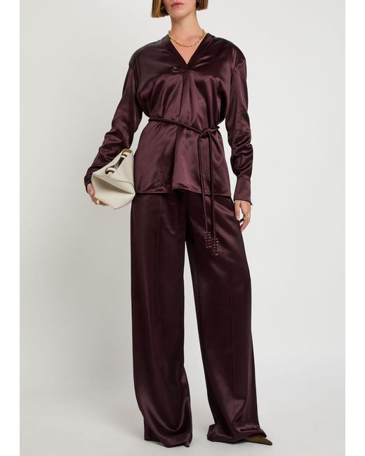 Tory Burch Red Belted Satin Top