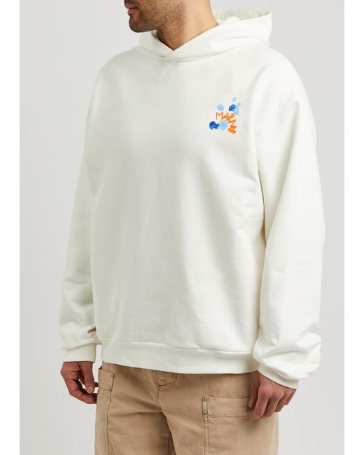Marni White Logo-print Hooded Cotton Sweatshirt for men