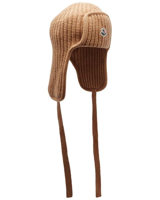 Moncler Brown Ribbed Wool Hat