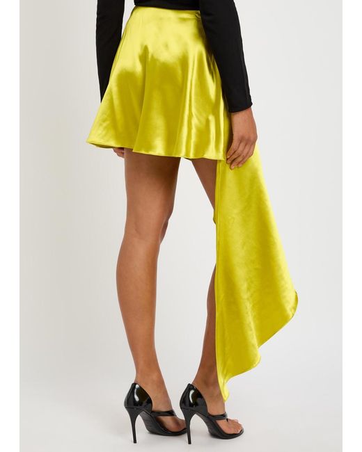 Alaïa Yellow Asymmetric Satin Mini Skirt