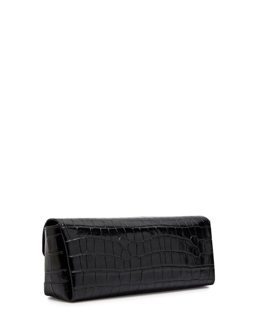Totême Black Crocodile-Effect Leather Clutch