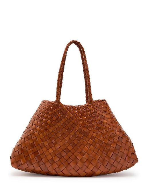 Dragon Diffusion Brown Santa Croce Big Woven Leather Tote Bag