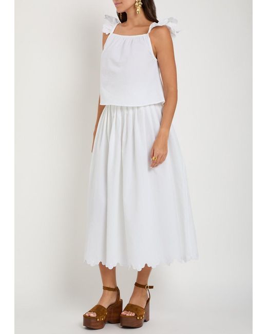 Les Vacances d'Irina White Little Wings Scalloped Cotton Co-Ord