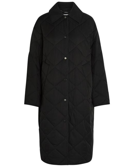 Joseph Black Penny Quilted Woven Coat