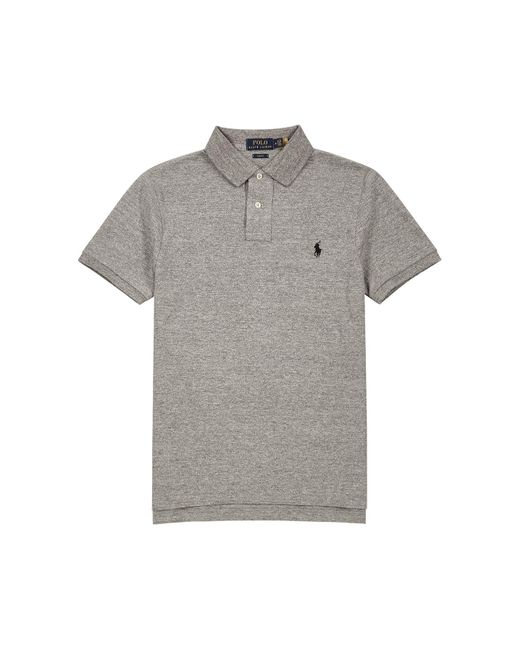Polo Ralph Lauren Gray Slim Piqué Cotton Polo Shirt for men