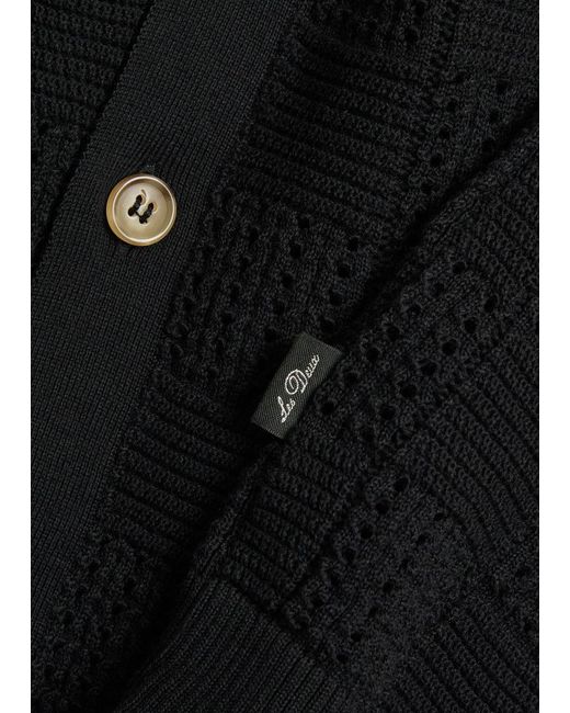 Les Deux Black Checked-Weave Cotton-Knit Shirt for men