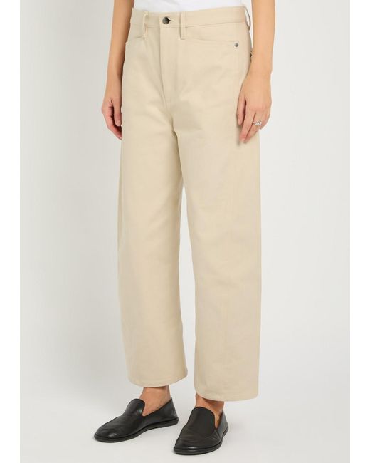 Maria McManus Natural Bow Crop Barrel-Leg Jeans