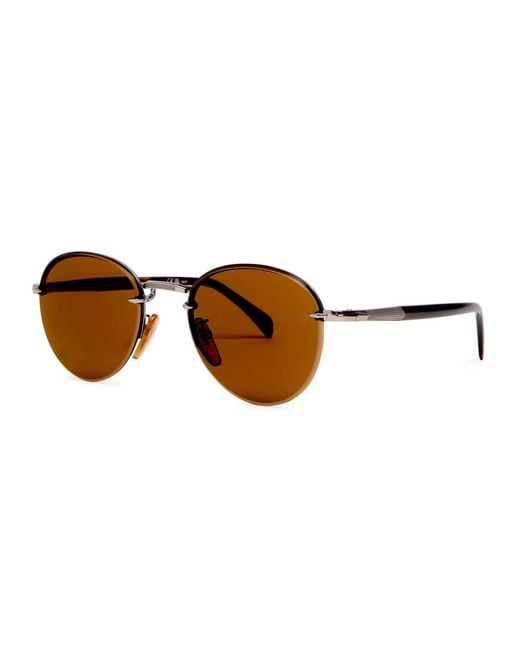 David Beckham Brown Rimless Round-Frame Sunglasses for men