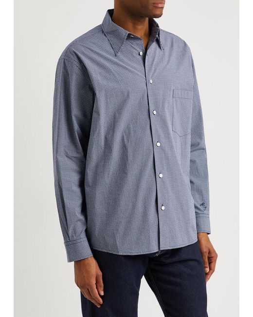 Acne Blue Sandrok Checked Cotton Shirt for men