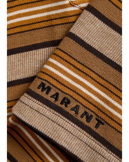 Isabel Marant Multicolor Isalyne Asymmetric Striped Cotton Polo Top