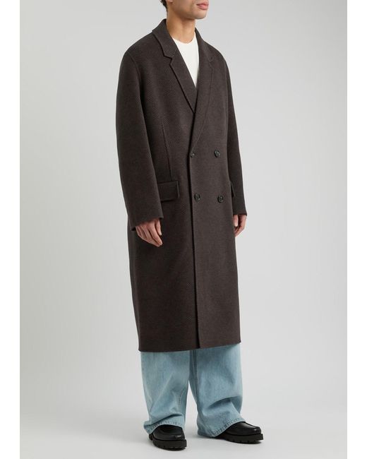 Acne Black Herringbone-Weave Wool-Blend Coat for men