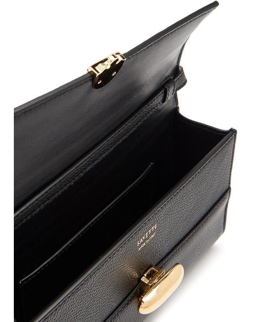SAVETTE Black Symmetry Grained Leather Mini Bag