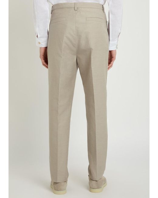 Brunello Cucinelli Natural Cotton And Linen-Blend Trousers for men