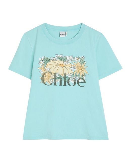 Chloé Blue Printed Cotton T-Shirt