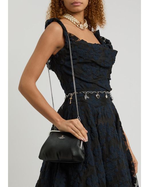 Vivienne Westwood Black Granny Frame Faux Leather Top Handle Bag