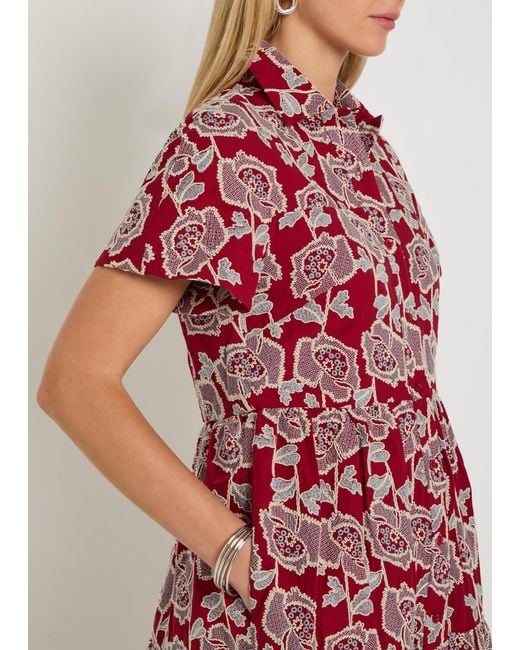 Erdem Floral-Embroidered Cotton-Blend Midi Shirt Dress